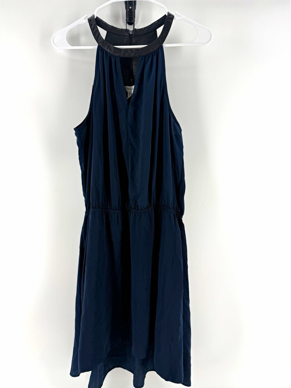 BCBGeneration Womens Blue Halter Sleeveless A-Line Chiffon Lined Dress M